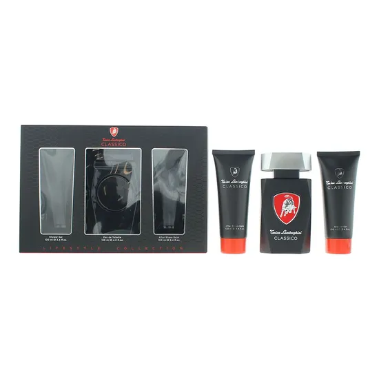 Lamborghini Classico Gift Set 125ml Eau De Toilette + 100ml Aftershave Balm + 100ml Shower Gel