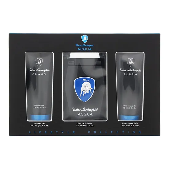 Lamborghini Acqua Gift Set 125ml Eau De Toilette + 100ml Shower Gel + 100ml Aftershave Balm