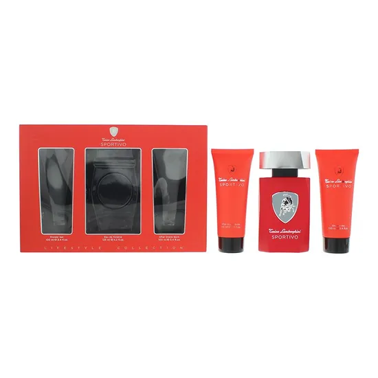 Lamborghini Sportivo Gift Set 125ml Eau De Toilette + 100ml Shower Gel + 100ml Aftershave Balm
