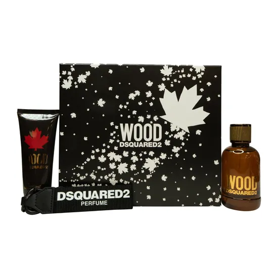 Dsquared2 Wood For Him Gift Set 100ml Eau De Toilette + 100ml Shower Gel + Key Ring
