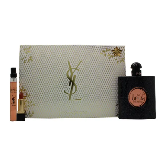 Yves Saint Laurent Black Opium Gift Set 90ml Eau De Parfum + 10ml Eau De Parfum + 2g Rouge Pur Couture Lipstick Nu Muse