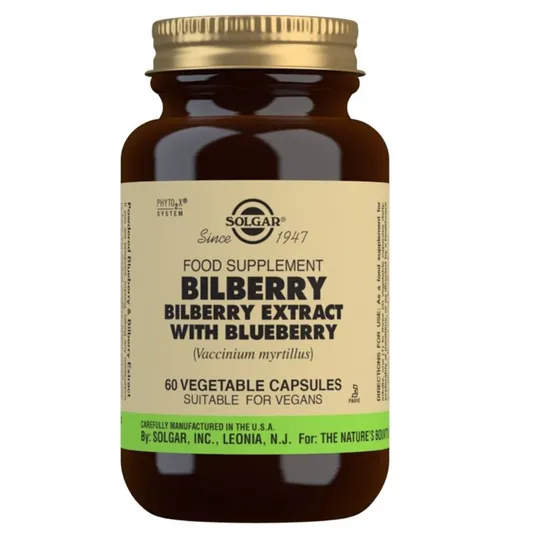 Solgar Bilberry Berry Extract With Blueberry Vegicaps
