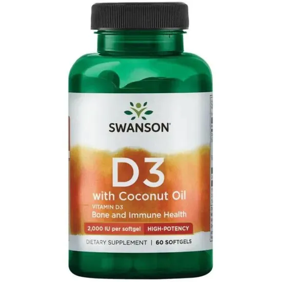 Swanson Vitamin D3 With Coconut Oil 2000iu Softgels