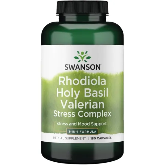 Swanson Rhodiola Holy Basil Valerian Stress Complex Capsules