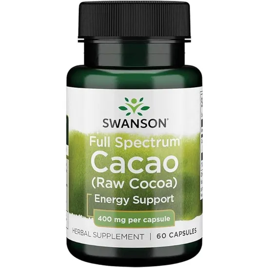 Swanson Full Spectrum Cacao Raw Cocoa 400mg Capsules