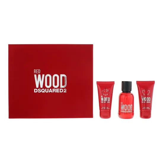 Dsquared2 Red Wood Gift Set 50ml Eau De Toilette + 50ml Body Lotion + 50ml Shower Gel