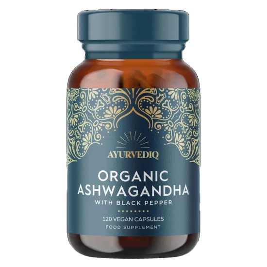 Ayurvediq Wellness Organic Ashwaganda & Black Pepper Extract Capsules