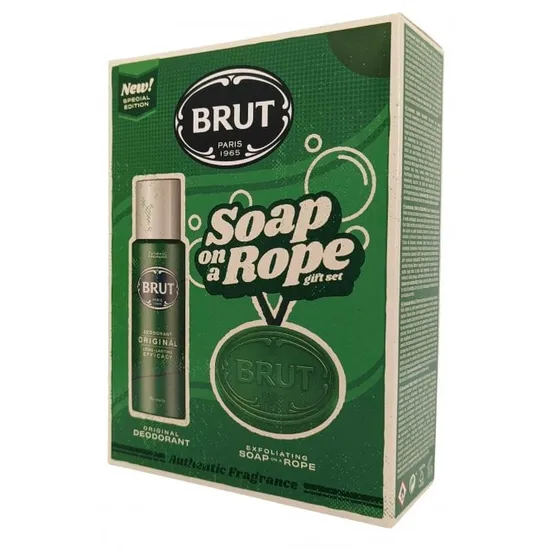 Brut Gift Set 200ml Deodorant Spray + 150g Soap On A Rope