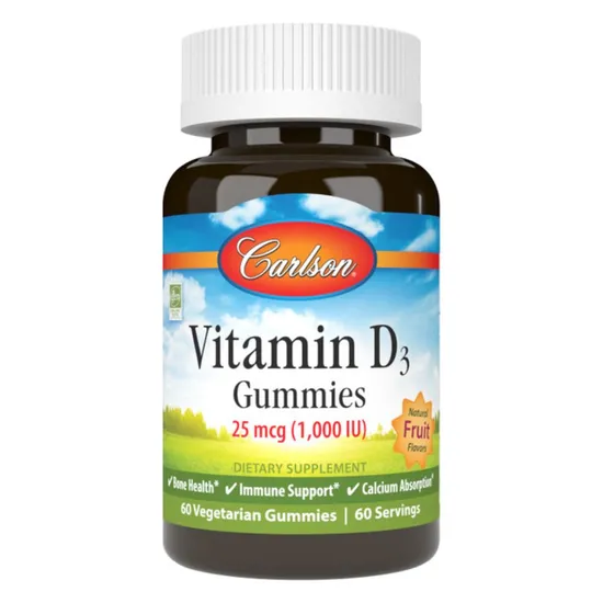 Carlson Labs Vitamin D3 1000iu Natural Fruit Gummies