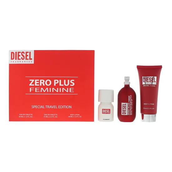 Diesel Zero Plus Feminine Eau De Toilette 75ml, 30ml + Body Lotion 100ml Gift Set