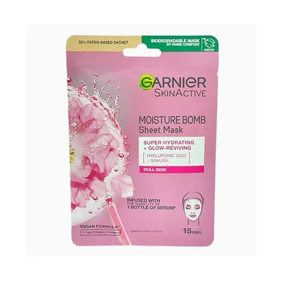 Garnier Moisture Bomb Sakura Hydrating Face Sheet Mask For Dull Skin