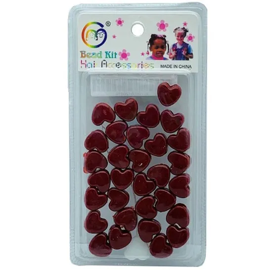 Beauty Collection Style Collection Heart Shape Hair Beads BD003 Maroon