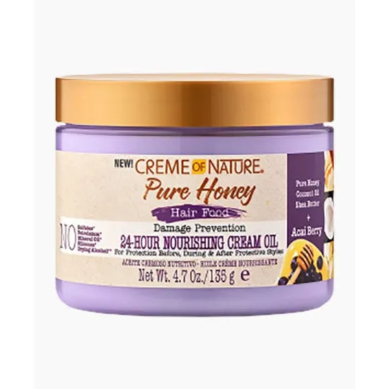 Creme Of Nature Pure Honey Hair Food Acai Berry 24 Hour Nourishing Cream Oil