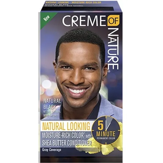 Creme Of Nature Mens Moisture Rich Hair Colour With Shea Butter Conditioner Natural Black