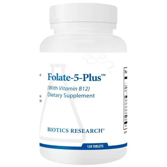 Biotics Research Folate-5 Plus + B12 Tablets