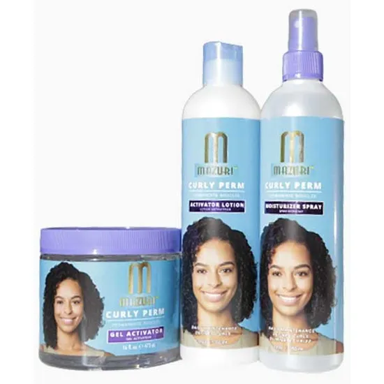 Mazuri Curly Perm Gel Activator Lotion & Spray Trio
