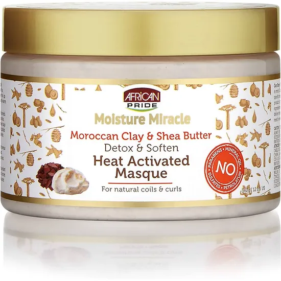 African Pride Moisture Miracle Moroccan Clay & Shea Butter Heat Activated Masque