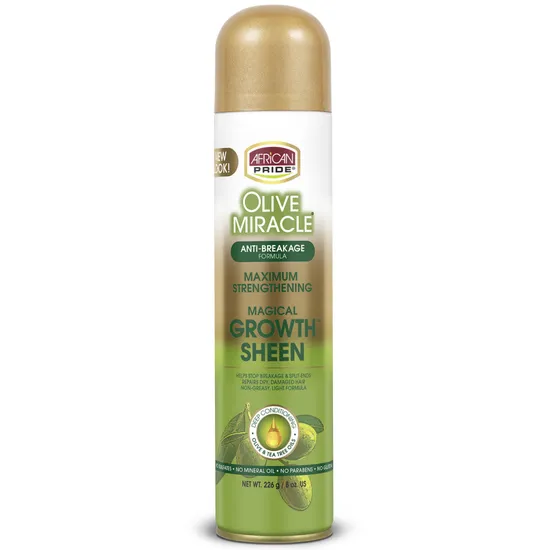 African Pride Olive Miracle Maximum Strengthening Growth Sheen Spray