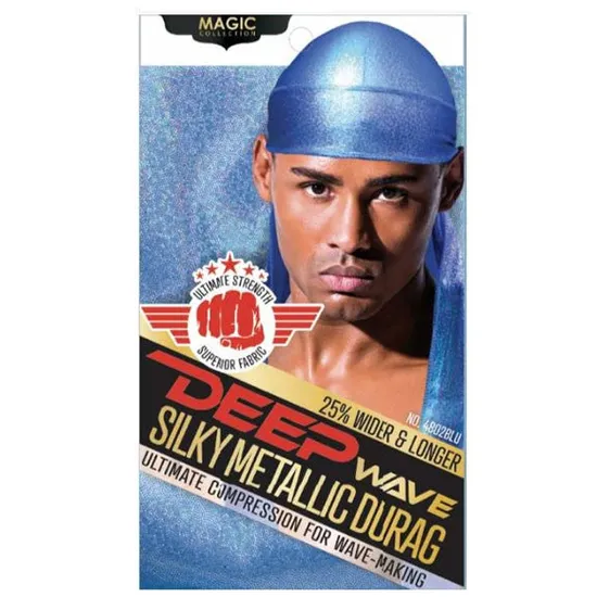 Magic Collection Deep Wave Silky Metallic Durag 4802BLU