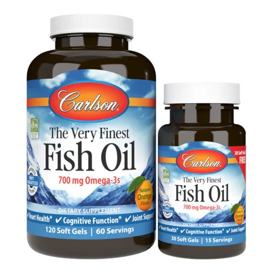 Carlson Labs The Very Finest Fish Oil 700mg Omega-3 Natural Orange Softgels