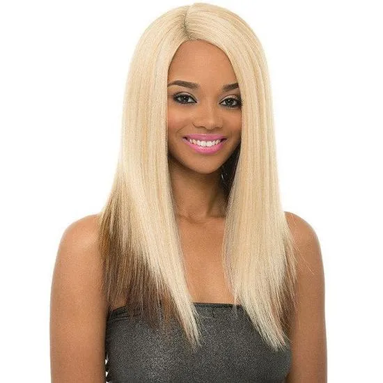 Janet Collection Natural Super Flow Deep Part Synthetic May Lace Wig Black Purple