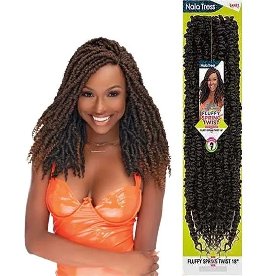 Janet Collection Nala Tress Synthetic Fluffy Spring Twist 18 Inches / Oet1b/Burg