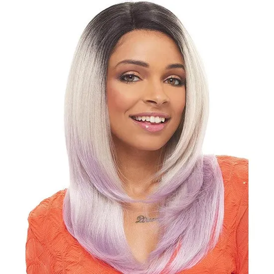 Janet Collection Brazilian Scent Lace Human Hair Wig Ray Gray Purple