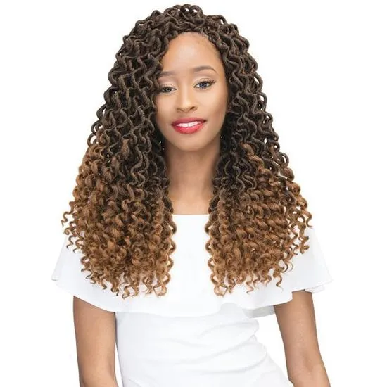 Janet Collection 2 X Mambo Synthetic Curly Bohemian Locs 18 / T1b/Burg