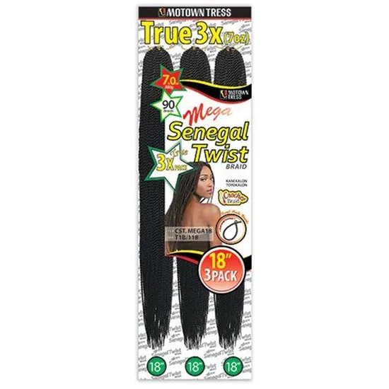 Motown Tress Synthetic CST Mega 18 Senegal Twist Braid