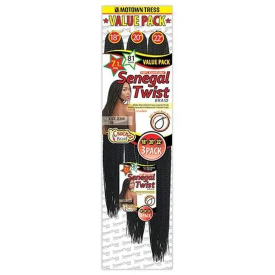 Motown Tress Synthetic Cst 22M Senegal Twist Braid 18 20 22 / 99J
