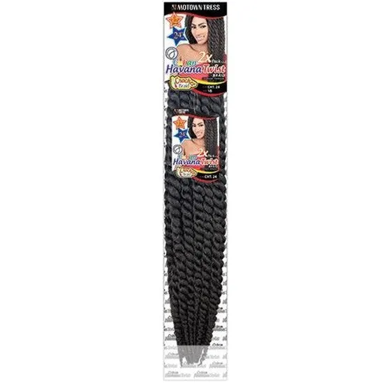 Motown Tress Synthetic Cht 24 Cuban 2 X Havana Twist Braid 24 / Black Pearl