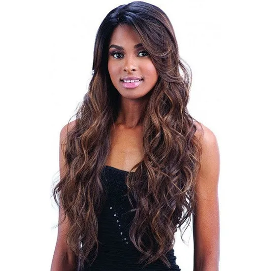 Model Model Deep Invisible Part Synthetic Saffron Lace Front Wig