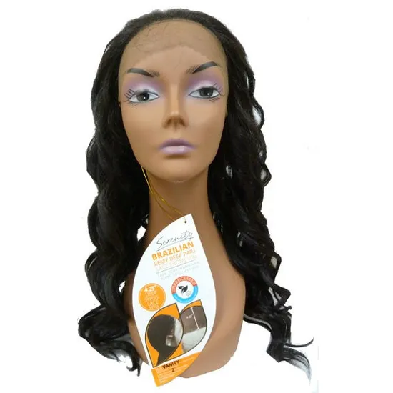 Serenity Brazilian Remi Deep Part Blended Human Hair Vanity Swiss Lace Wig