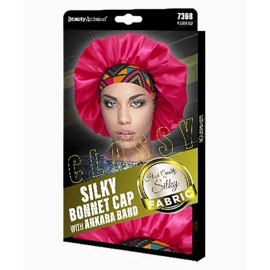 Kashmir Beauty Ambition Classy Silky Bonnet Cap With Ankara Band 7368