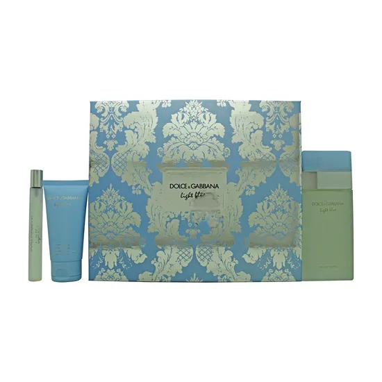 Dolce & Gabbana Light Blue Gift Set 100ml Eau De Toilette + 50ml Body Cream + 10ml Eau De Toilette