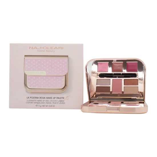 Naj Oleari SET: POWDER BLUSH + 4 EYESHADOWS + BRUSH + LIP GLOSS + 2 LIPSTICKS + DOUBLE LIP BRUSH