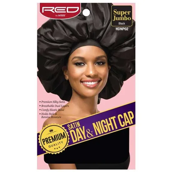 Kiss Satin Day & Night Cap Super Jumbo Black