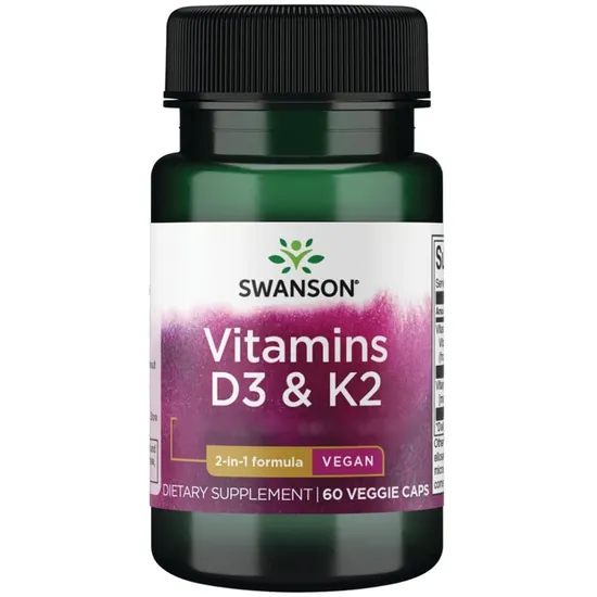 Swanson Vitamins D3 & K2 50mcg & 75mcg Capsules
