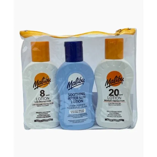 Malibu Travel Bag SPF 8 & SPF 20 Lotion