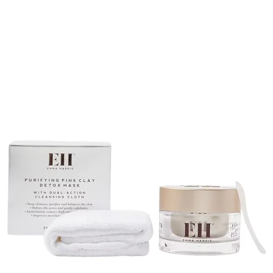 Emma Hardie Purifying Detox Pink Clay Mask With Dual Action Cleansing Cloth