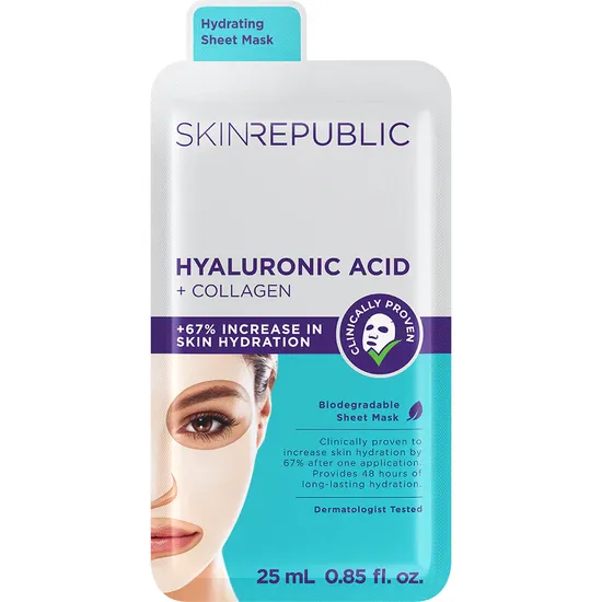 Skin Republic Hyaluronic Acid + Collagen Face Sheet Mask