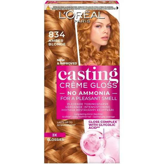 L'oreal Paris Casting Creme Gloss Conditioning Colour 834 Amber Blonde