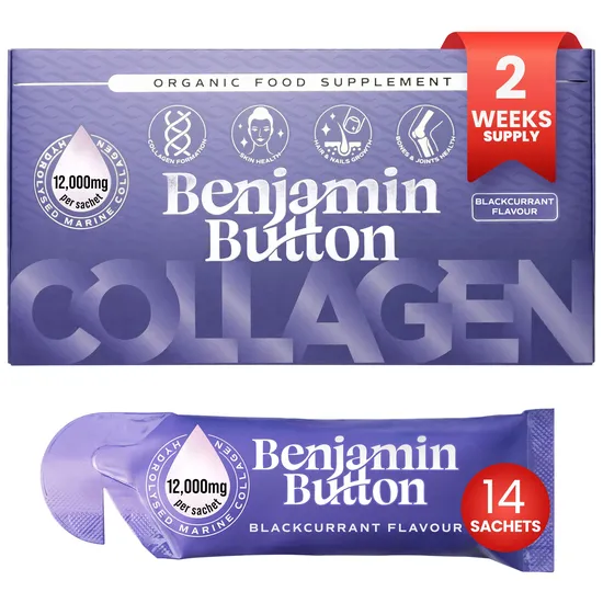 Benjamin Button BlackCurrant 12,000mg Marine Collagen Liquid Sachets