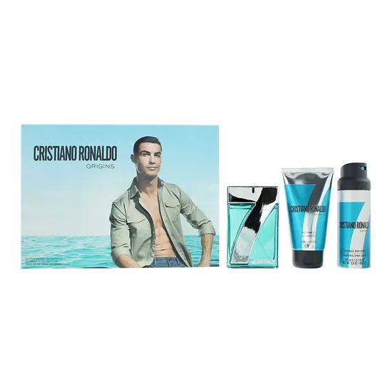 Cristiano Ronaldo CR7 Origins Gift Set 100ml Eau De Toilette + 150ml Shower Gel + 150ml Body Spray