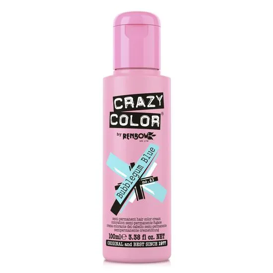 Crazy Color Semi Permanent Hair Colour Cream Bubblegum Blue