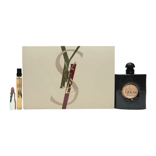 Yves Saint Laurent Black Opium Gift Set 90ml Eau De Parfum + 10ml Eau De Parfum + Mini Loveshine Lipstick 44 Nude Lavaliere