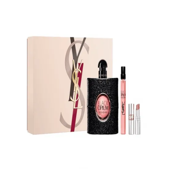 Yves Saint Laurent Black Opium Gift Set 90ml Eau De Parfum + 10ml Eau De Parfum + Mini Loveshine Lipstick 44 Nude Lavaliere