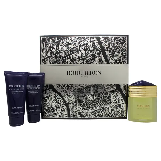 Boucheron Pour Homme Gift Set 100ml Eau De Parfum + 100ml Aftershave Balm + 100ml Shower Gel