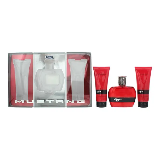 Mustang Red Gift Set 100ml Eau De Toilette + 100ml Aftershave Balm + 100ml Body Wash