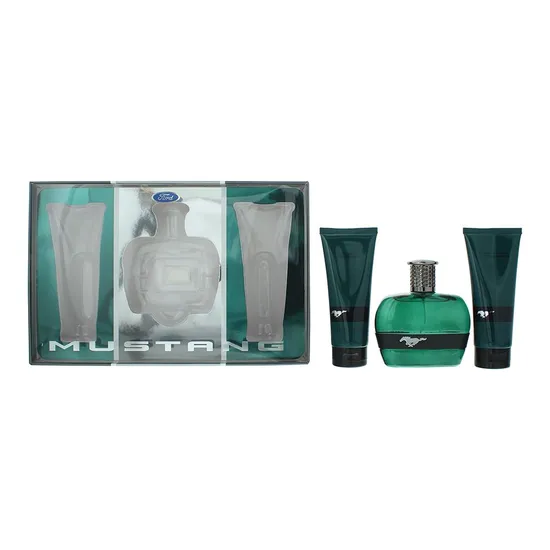 Mustang Green Gift Set 100ml Eau De Toilette + 100ml Aftershave Balm + 100ml Body Wash